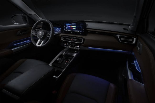 Mitsubishi Destinator interior with ambient lighting.